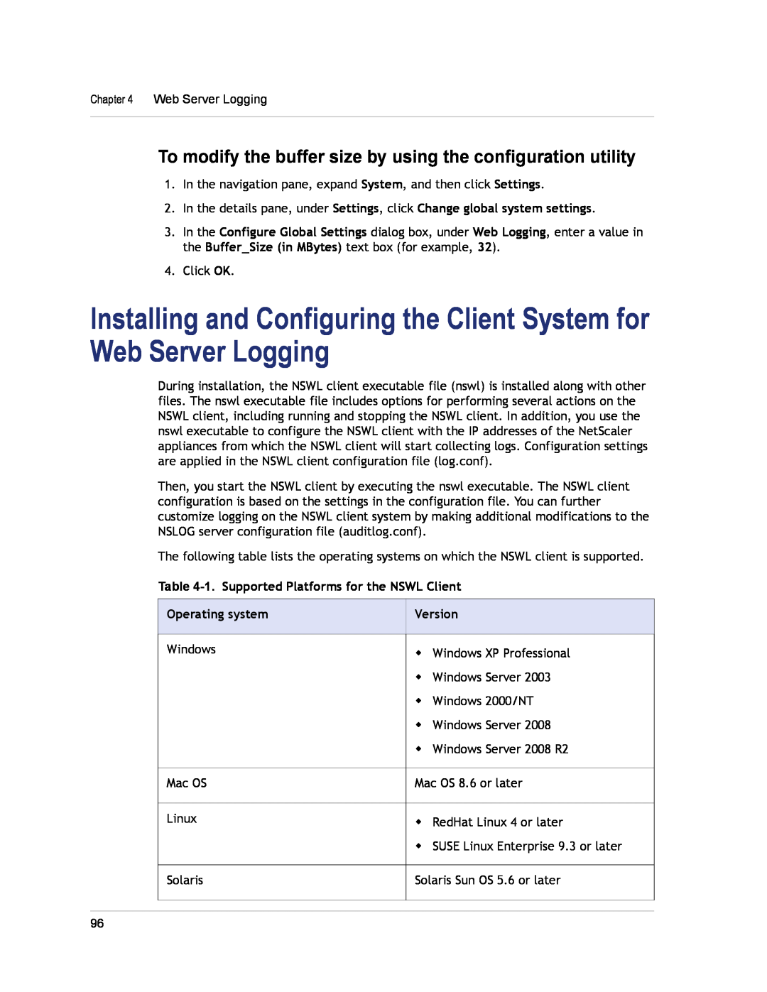 Citrix Systems CITRIX NETSCALER 9.3 manual Installing and Configuring the Client System for Web Server Logging, Version 