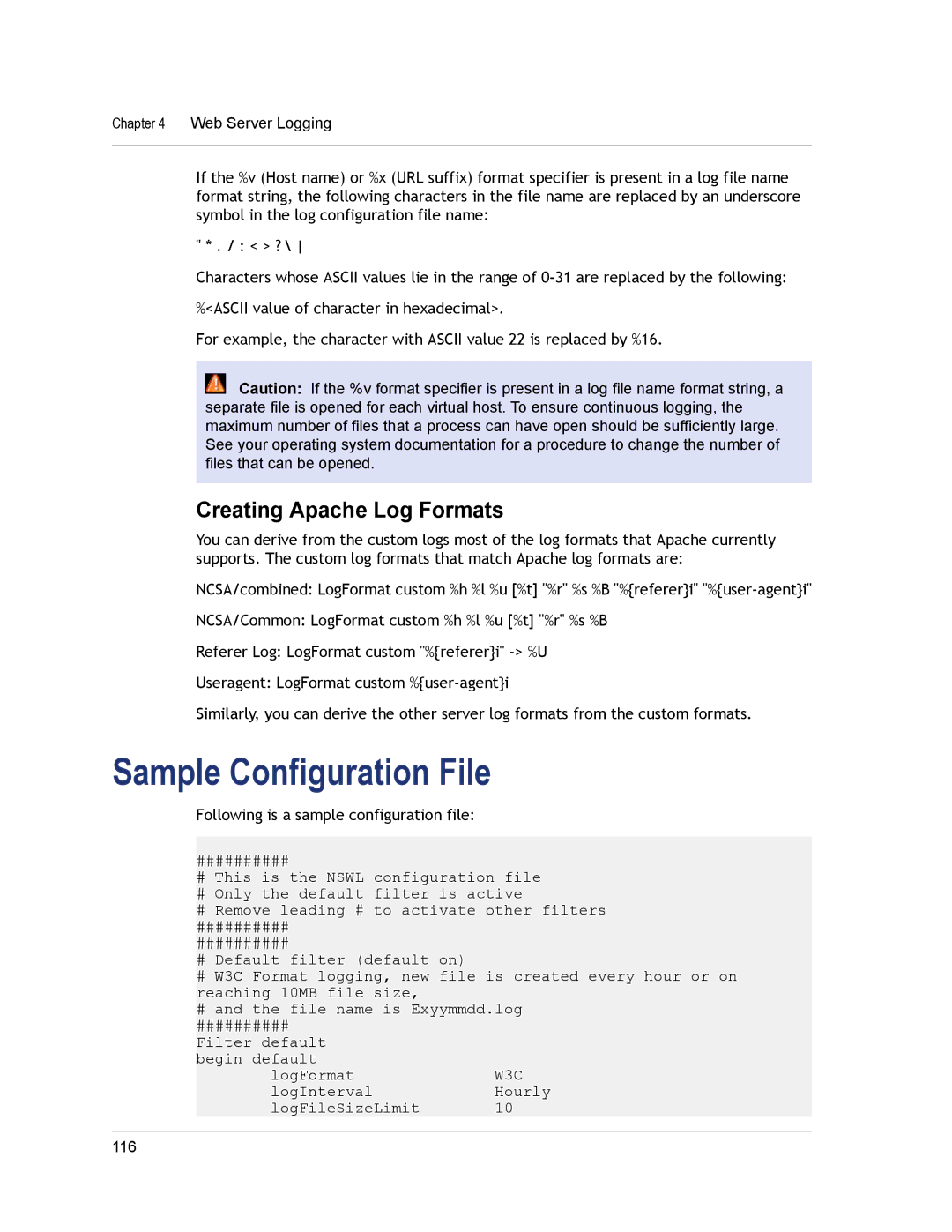 Citrix Systems CITRIX NETSCALER 9.3 manual Sample Configuration File, Creating Apache Log Formats 