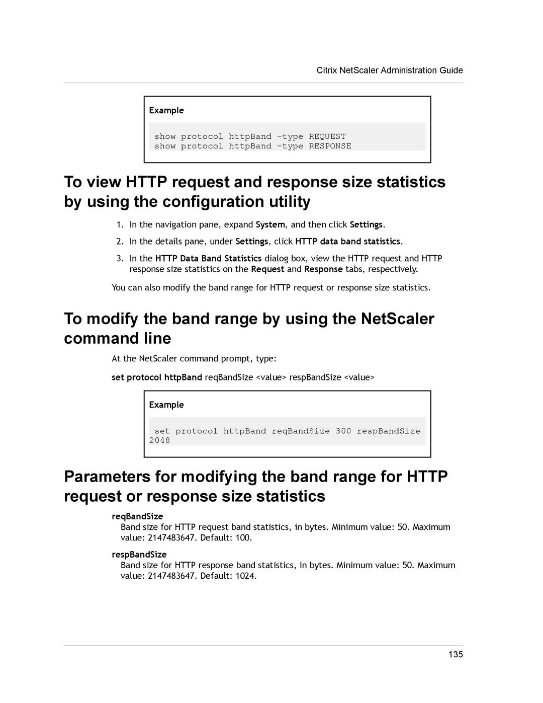 Citrix Systems CITRIX NETSCALER 9.3 manual ReqBandSize, RespBandSize 