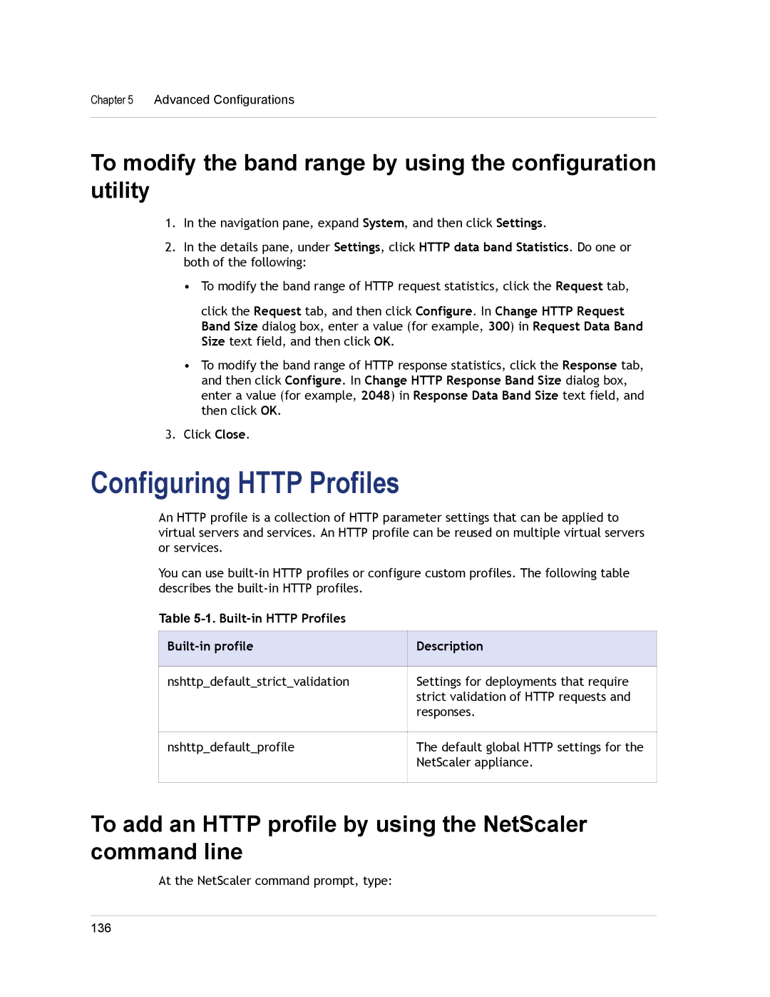 Citrix Systems CITRIX NETSCALER 9.3 Configuring Http Profiles, To modify the band range by using the configuration utility 