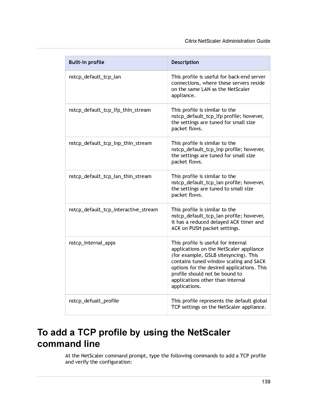 Citrix Systems CITRIX NETSCALER 9.3 manual To add a TCP profile by using the NetScaler command line 