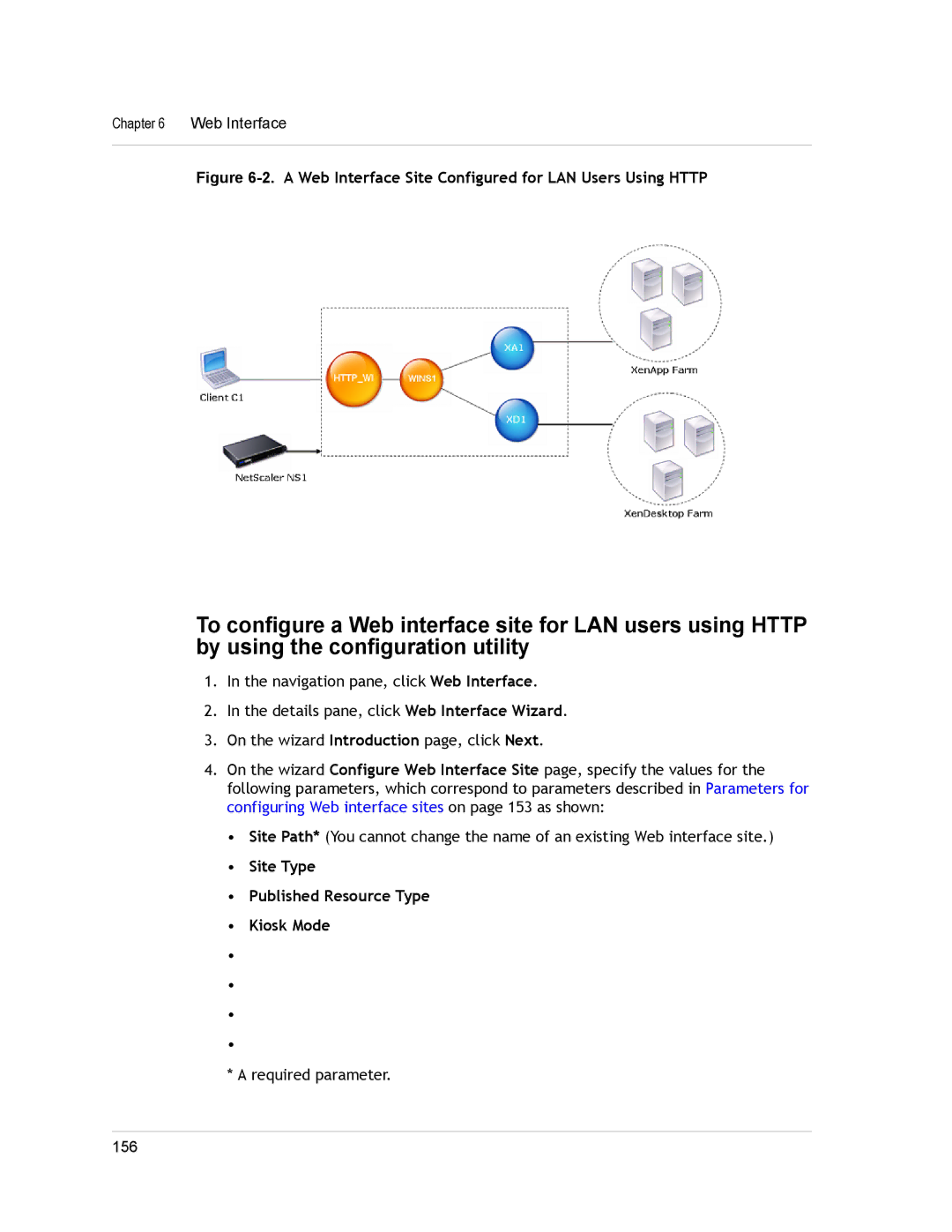 Citrix Systems CITRIX NETSCALER 9.3 manual A Web Interface Site Configured for LAN Users Using Http 