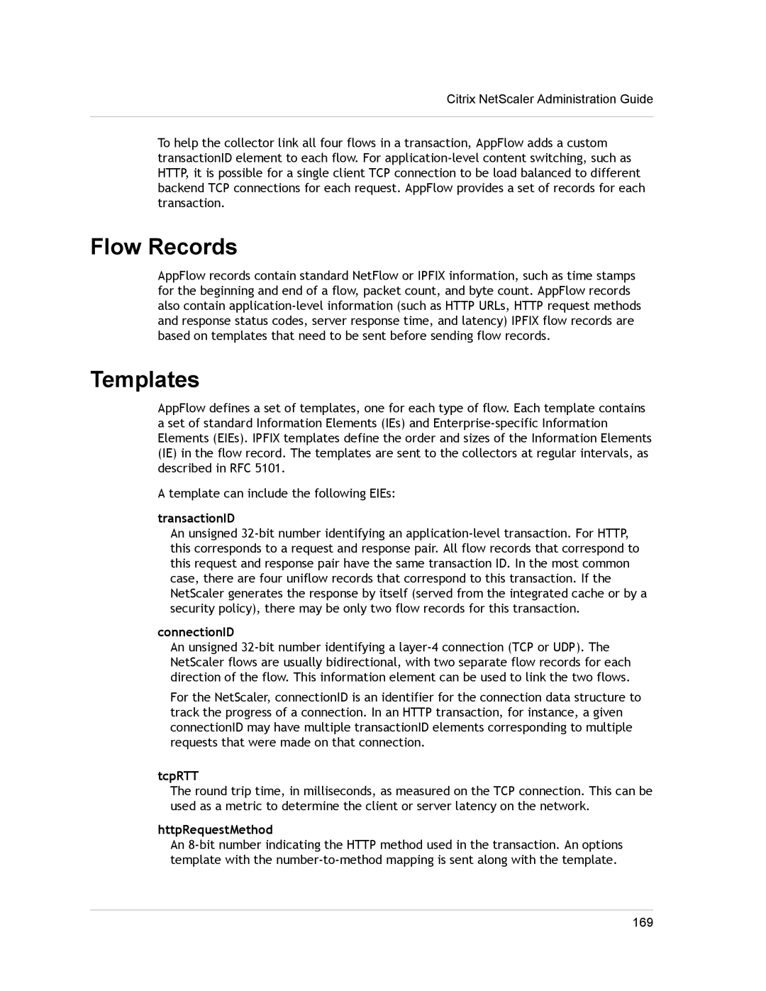Citrix Systems CITRIX NETSCALER 9.3 manual Flow Records, Templates 