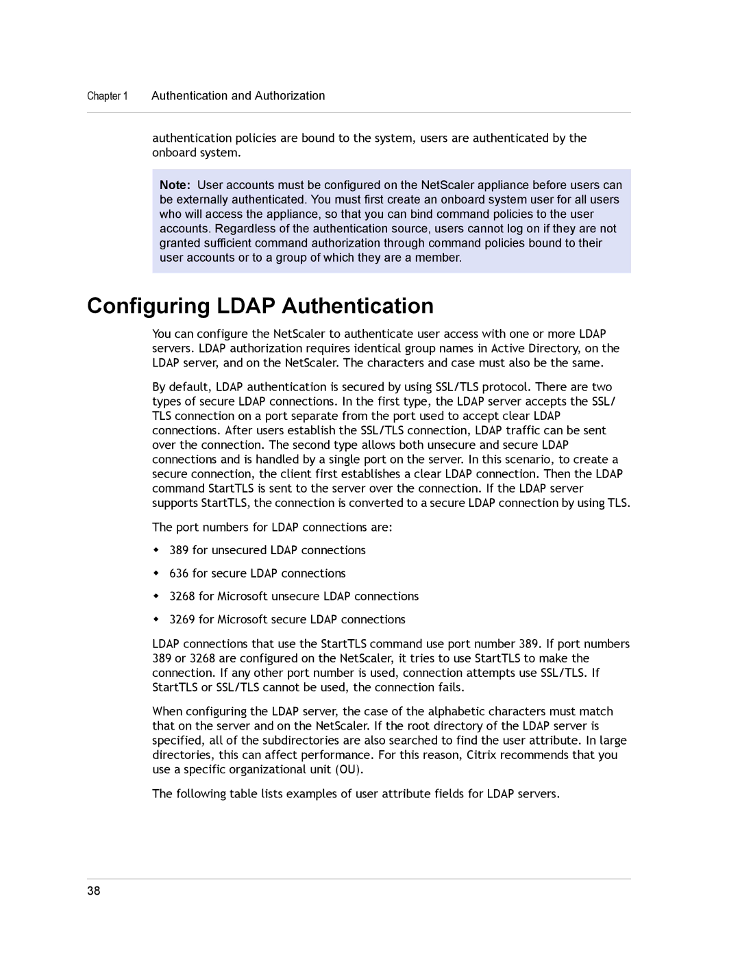 Citrix Systems CITRIX NETSCALER 9.3 manual Configuring Ldap Authentication 