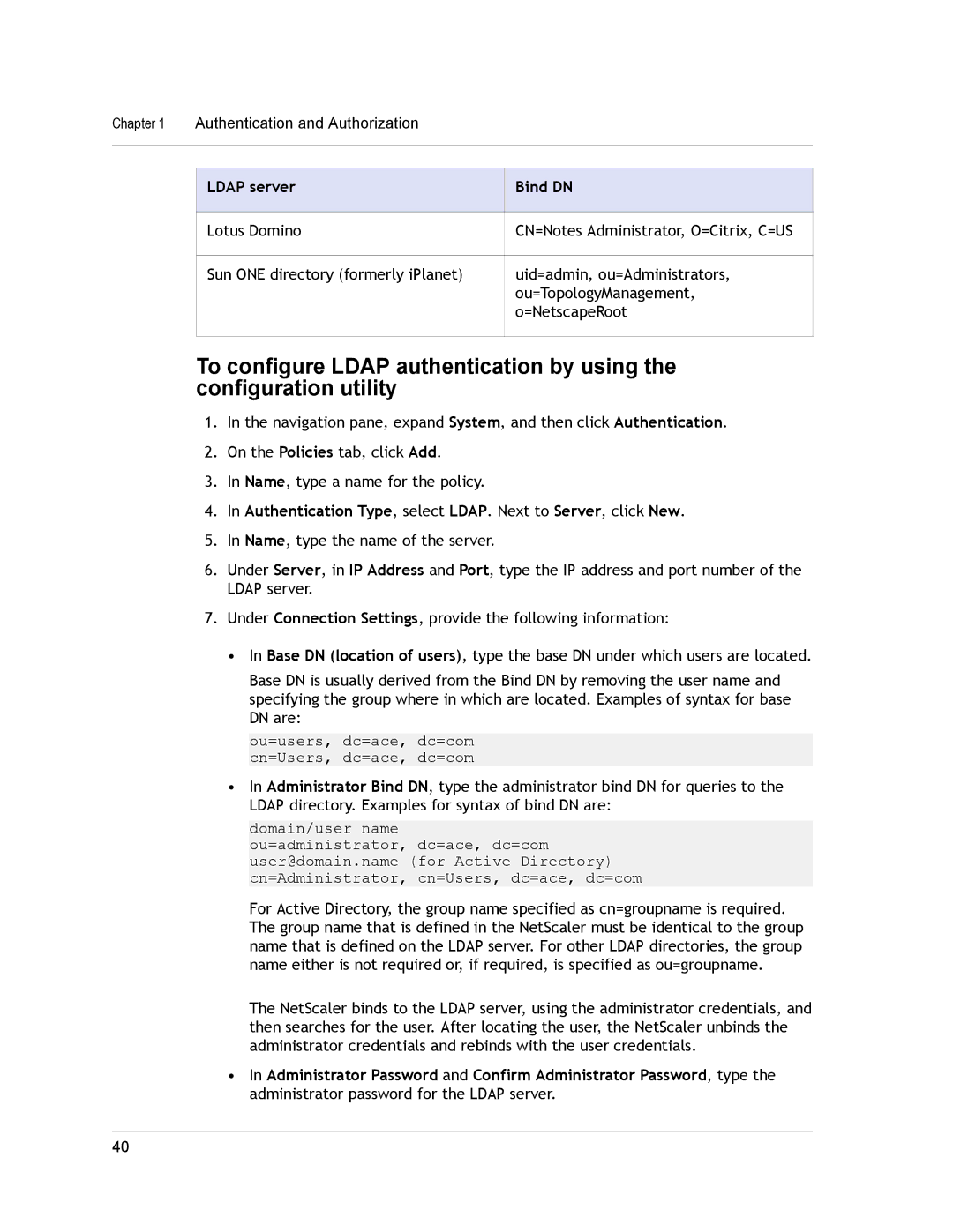 Citrix Systems CITRIX NETSCALER 9.3 manual Authentication Type, select LDAP. Next to Server, click New 