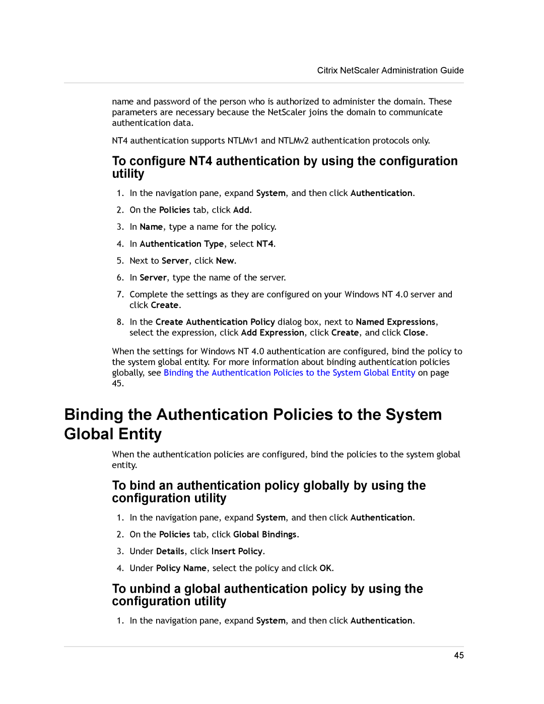 Citrix Systems CITRIX NETSCALER 9.3 manual Authentication Type, select NT4 