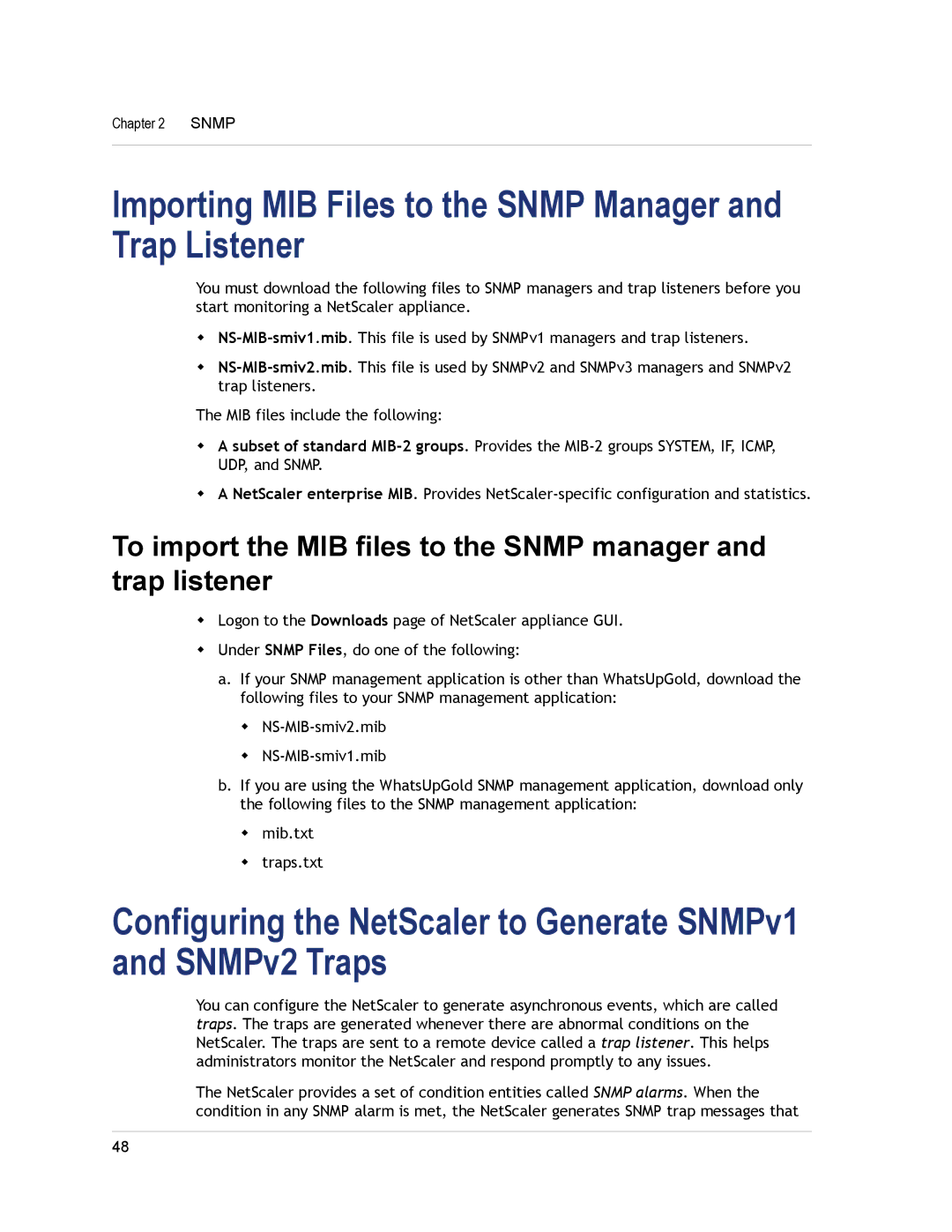 Citrix Systems CITRIX NETSCALER 9.3 manual Importing MIB Files to the Snmp Manager and Trap Listener 