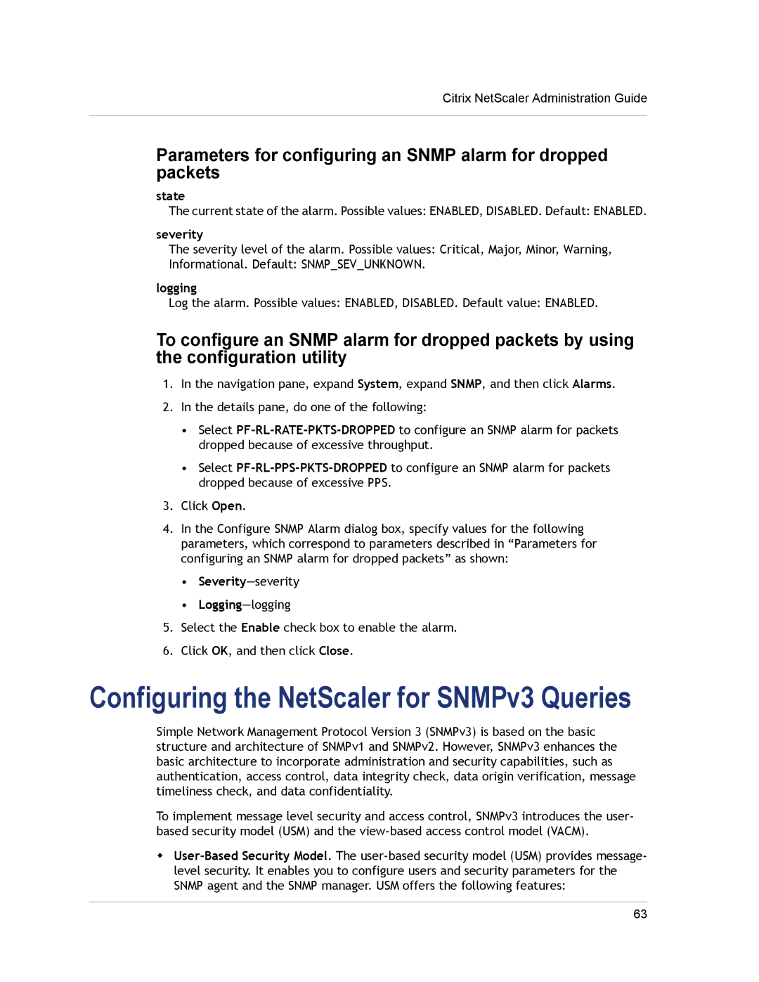 Citrix Systems CITRIX NETSCALER 9.3 manual Configuring the NetScaler for SNMPv3 Queries 