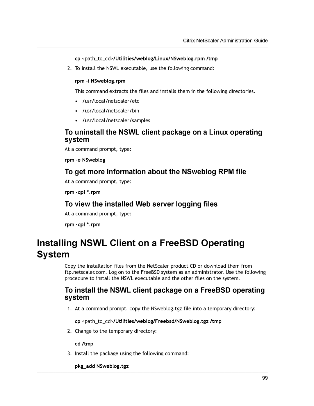 Citrix Systems CITRIX NETSCALER 9.3 manual Installing Nswl Client on a FreeBSD Operating System 