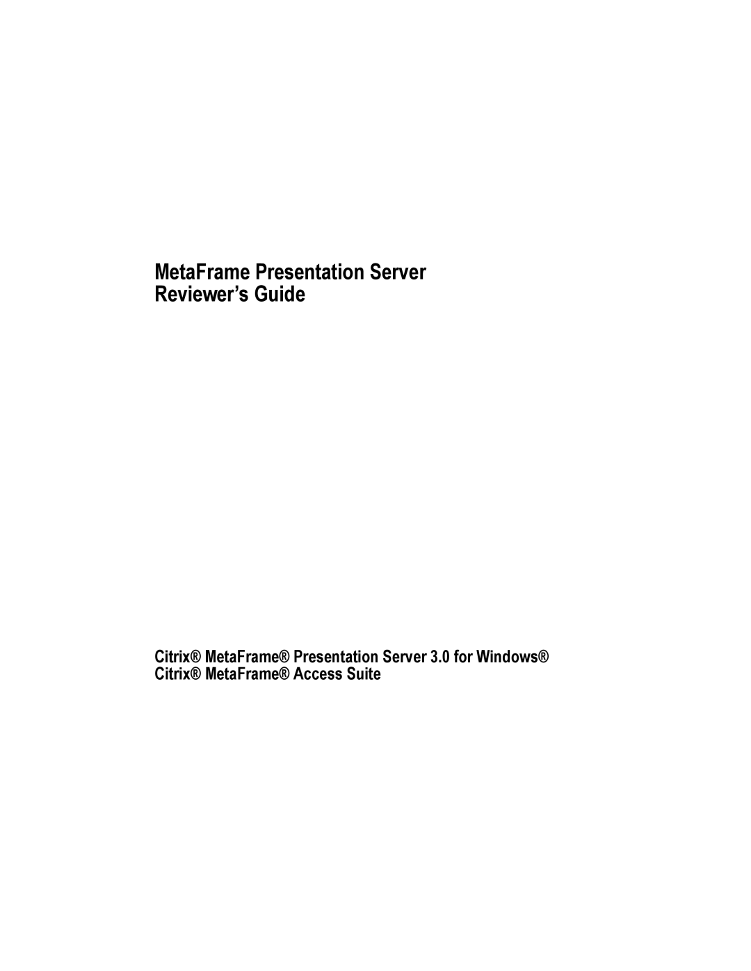 Citrix Systems manual MetaFrame Presentation Server Reviewer’s Guide 