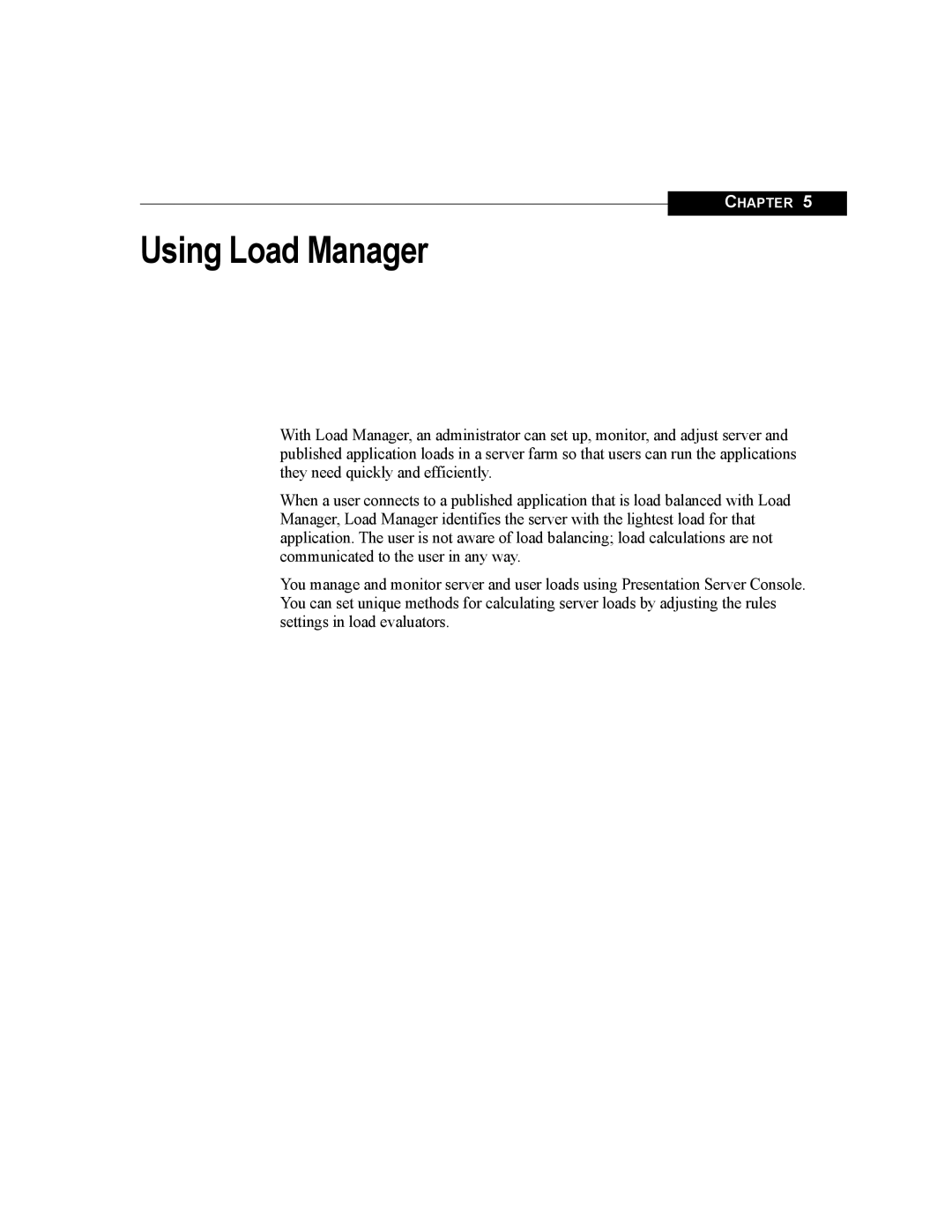 Citrix Systems MetaFrame Presentation Server manual Using Load Manager 