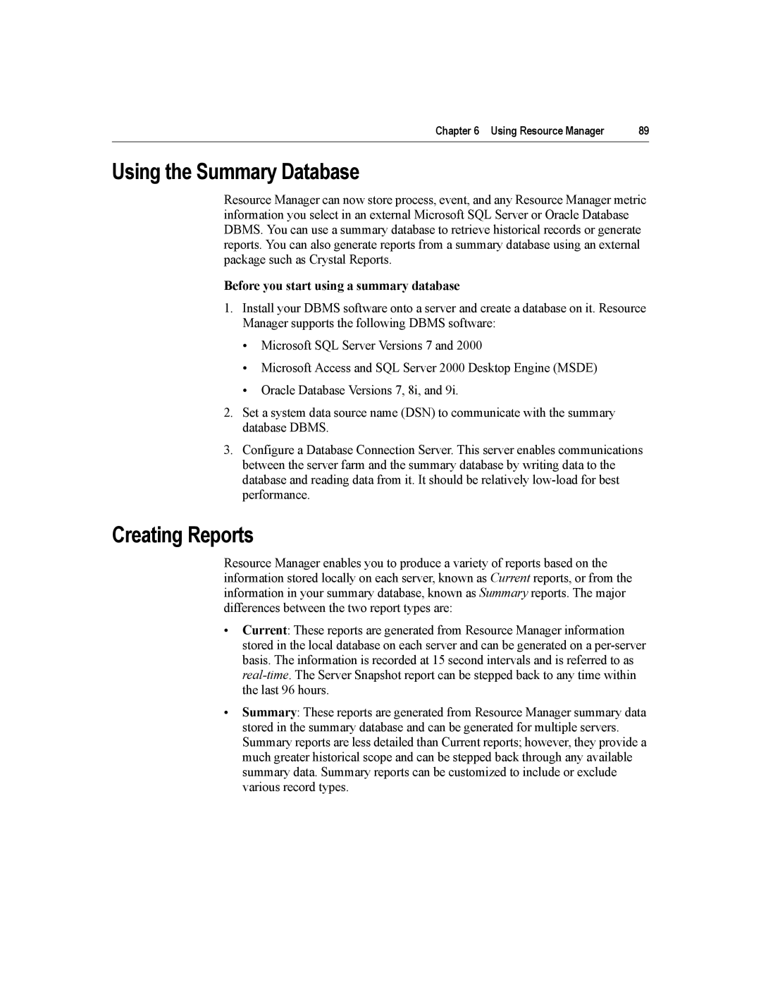 Citrix Systems MetaFrame Presentation Server manual Using the Summary Database, Creating Reports 