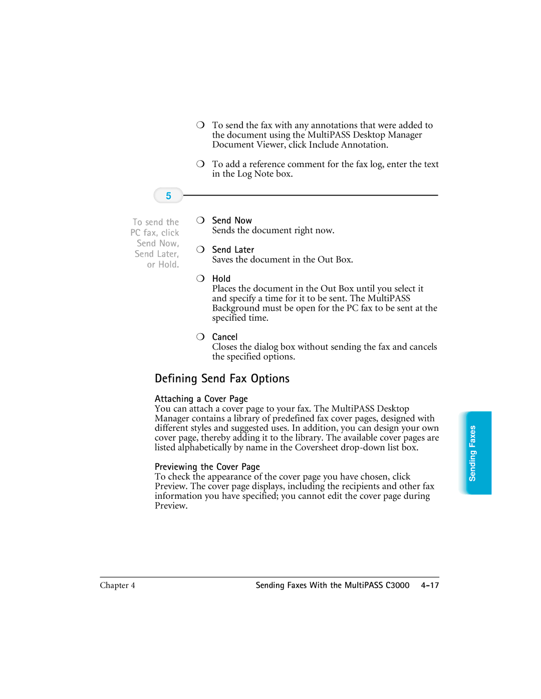 CK Electric Part C3000 manual Defining Send Fax Options, Attaching a Cover 