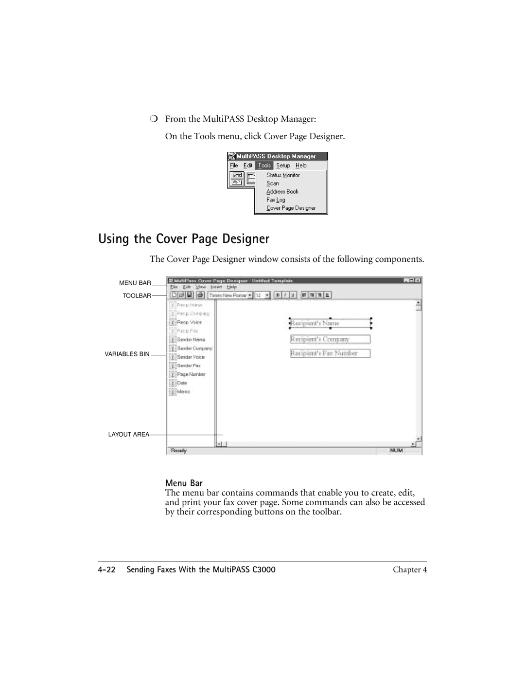 CK Electric Part C3000 manual Using the Cover Page Designer 