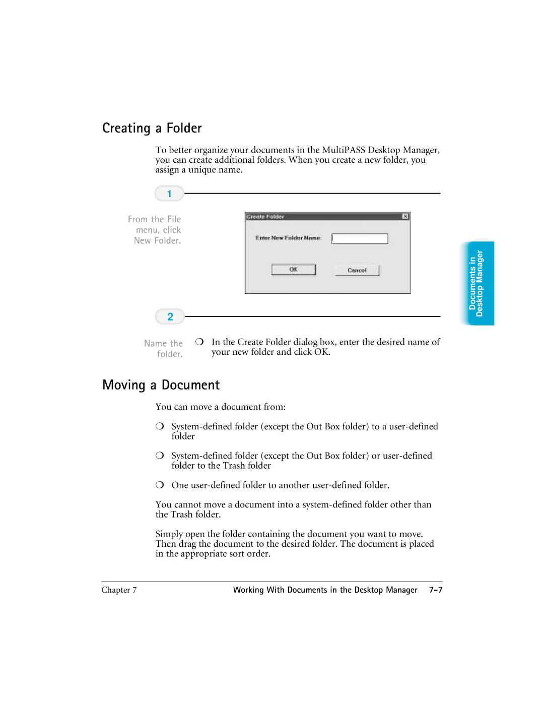 CK Electric Part C3000 manual Creating a Folder, Moving a Document, From the File Menu, click New Folder 