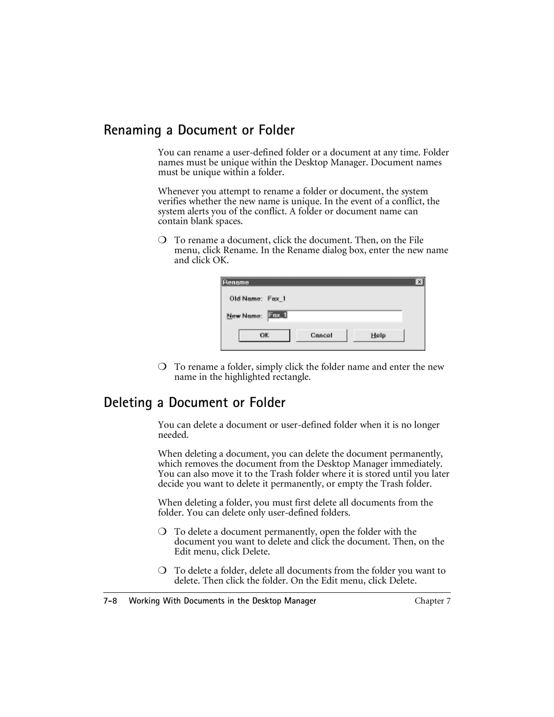 CK Electric Part C3000 manual Renaming a Document or Folder, Deleting a Document or Folder 