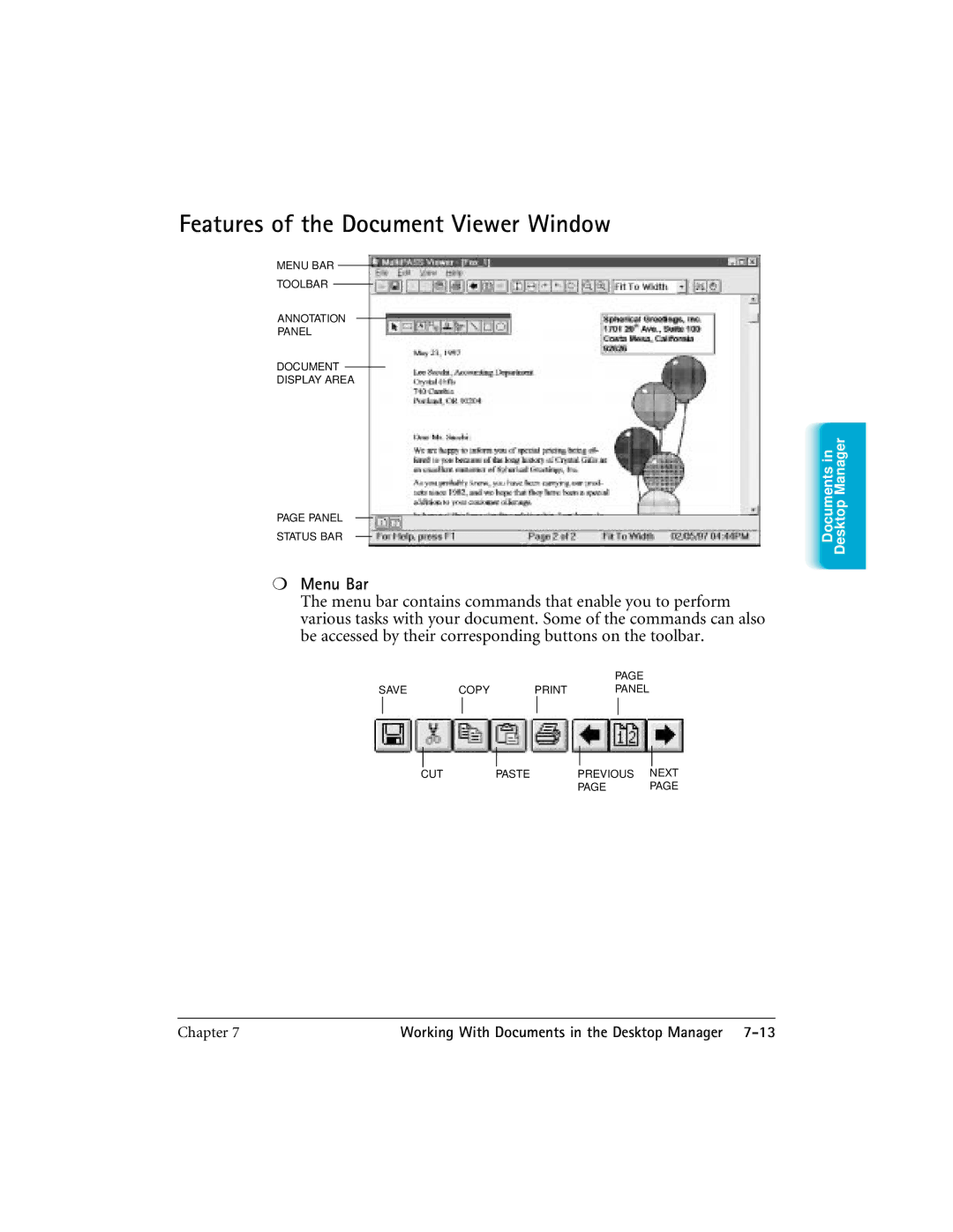 CK Electric Part C3000 manual Features of the Document Viewer Window, Menu Bar 