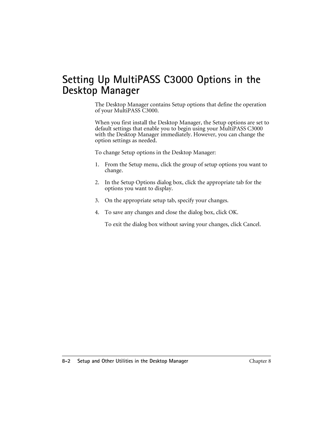 CK Electric Part manual Setting Up MultiPASS C3000 Options in the Desktop Manager 