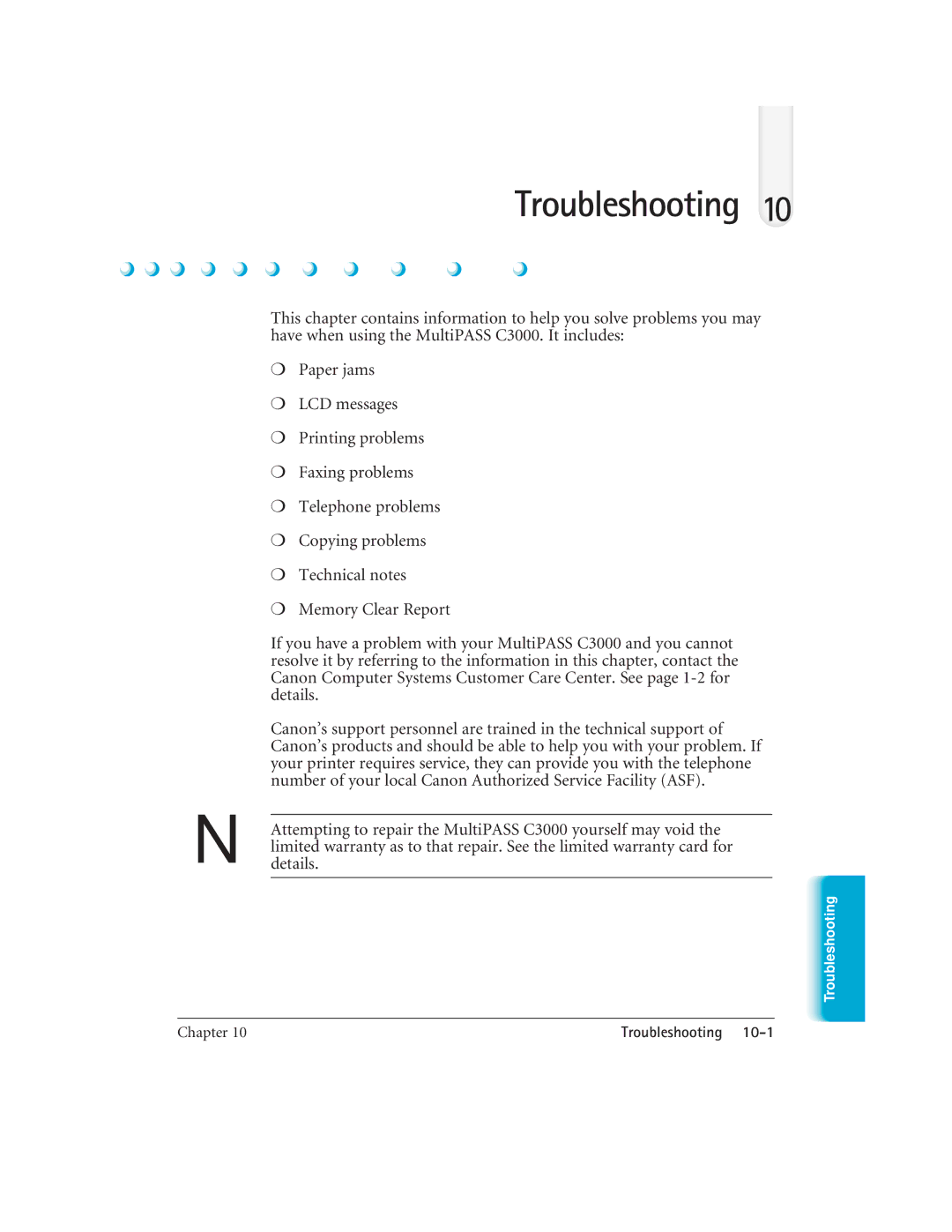 CK Electric Part C3000 manual Troubleshooting 