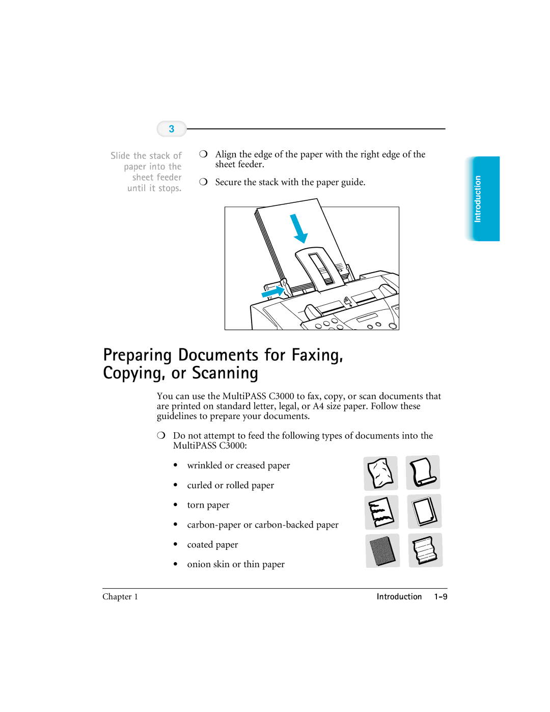 CK Electric Part C3000 manual Preparing Documents for Faxing Copying, or Scanning 