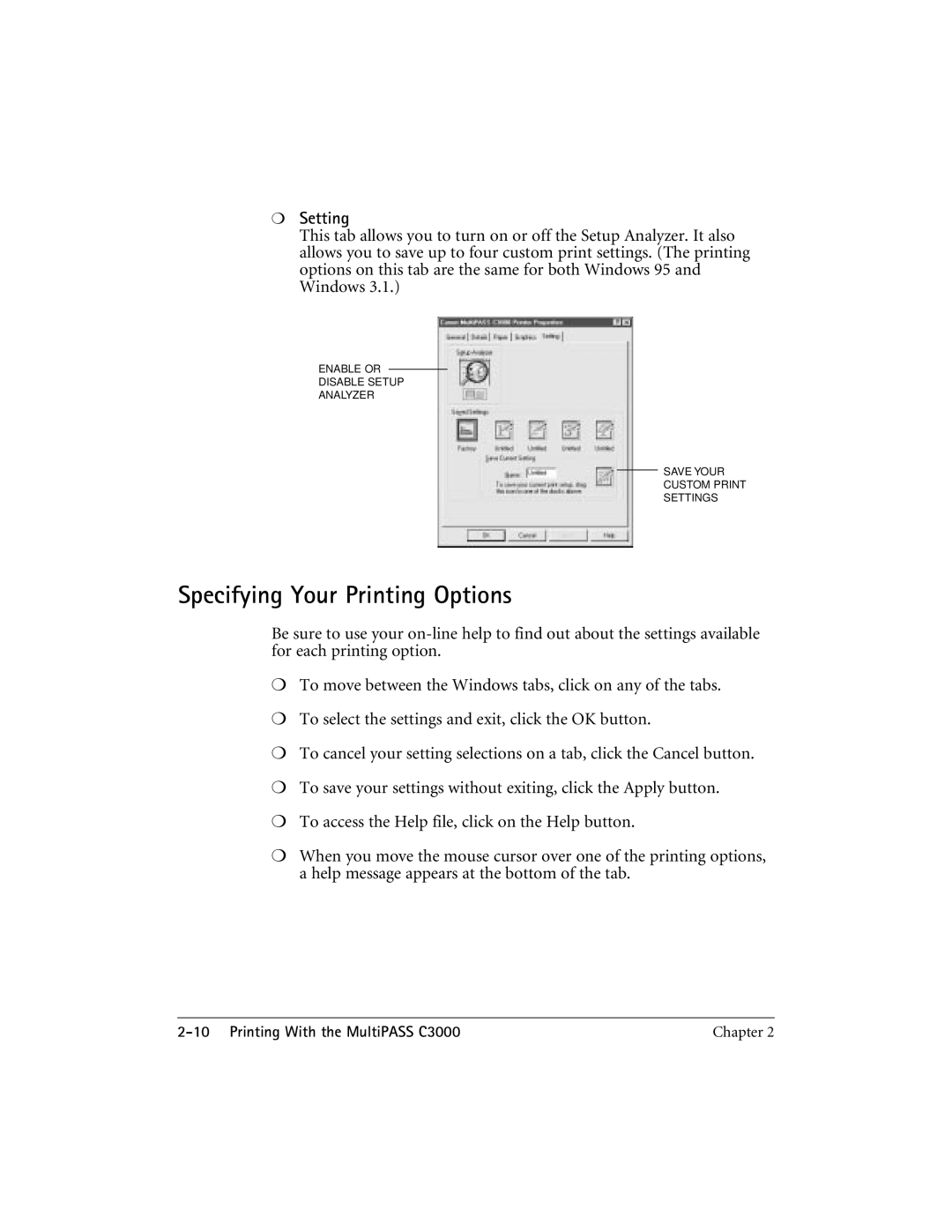 CK Electric Part C3000 manual Specifying Your Printing Options 