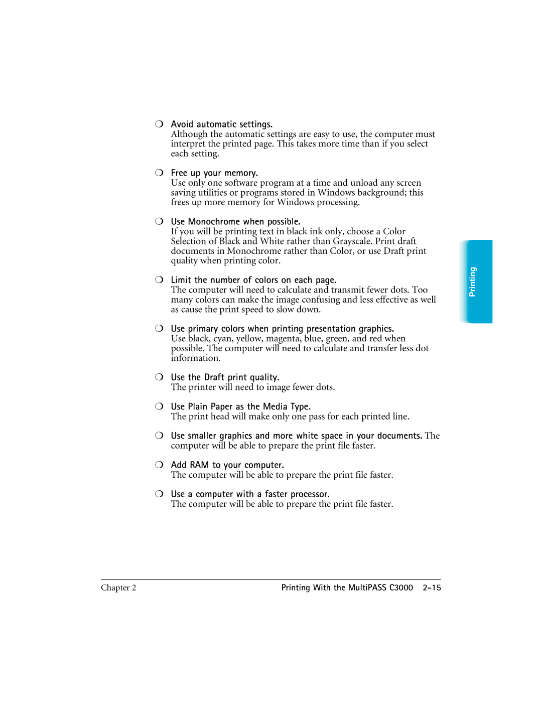 CK Electric Part manual Chapter Printing With the MultiPASS C3000 