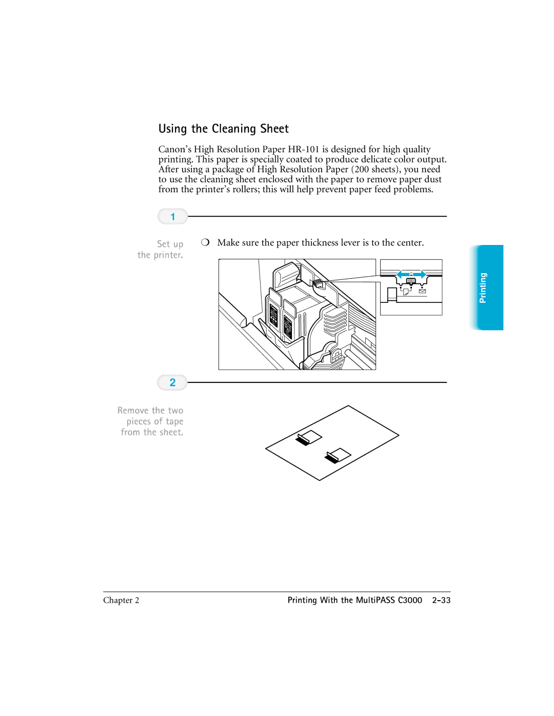 CK Electric Part C3000 manual Using the Cleaning Sheet, Set up 