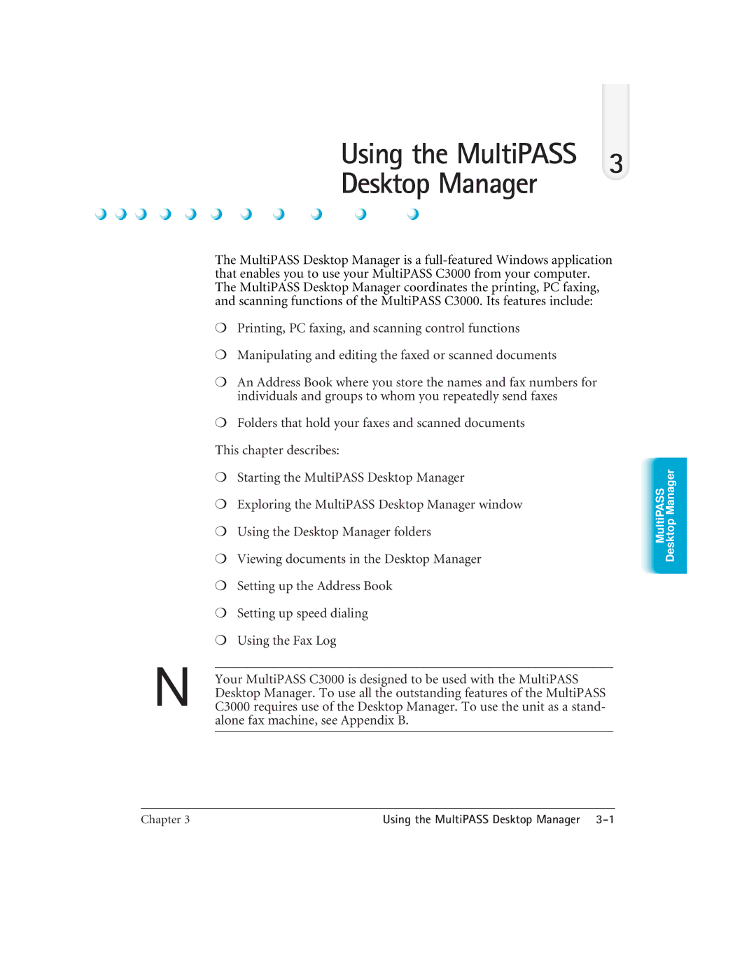 CK Electric Part C3000 manual Folders that hold your faxes and scanned documents, This chapter describes, Using the Fax Log 