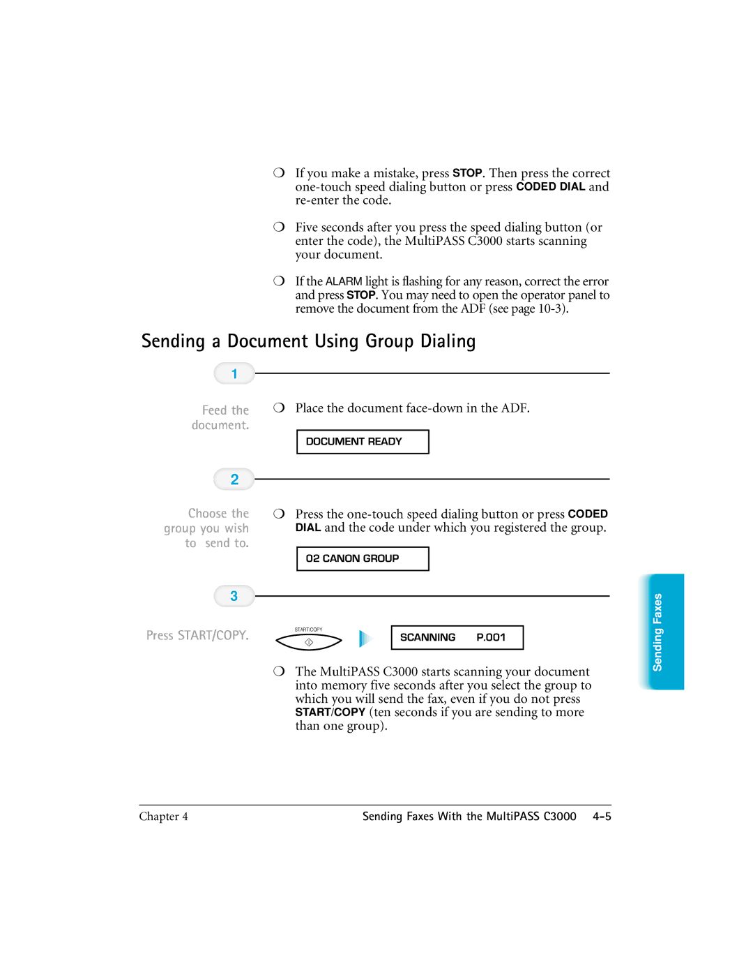 CK Electric Part C3000 manual Sending a Document Using Group Dialing, Choose the group you wish to send to 