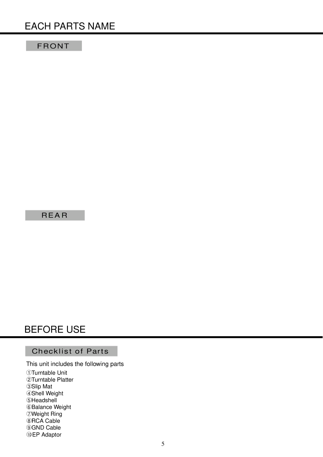 CK Electric Part PDX-8000 owner manual Each Parts Name, Before USE, Checklist of Parts 