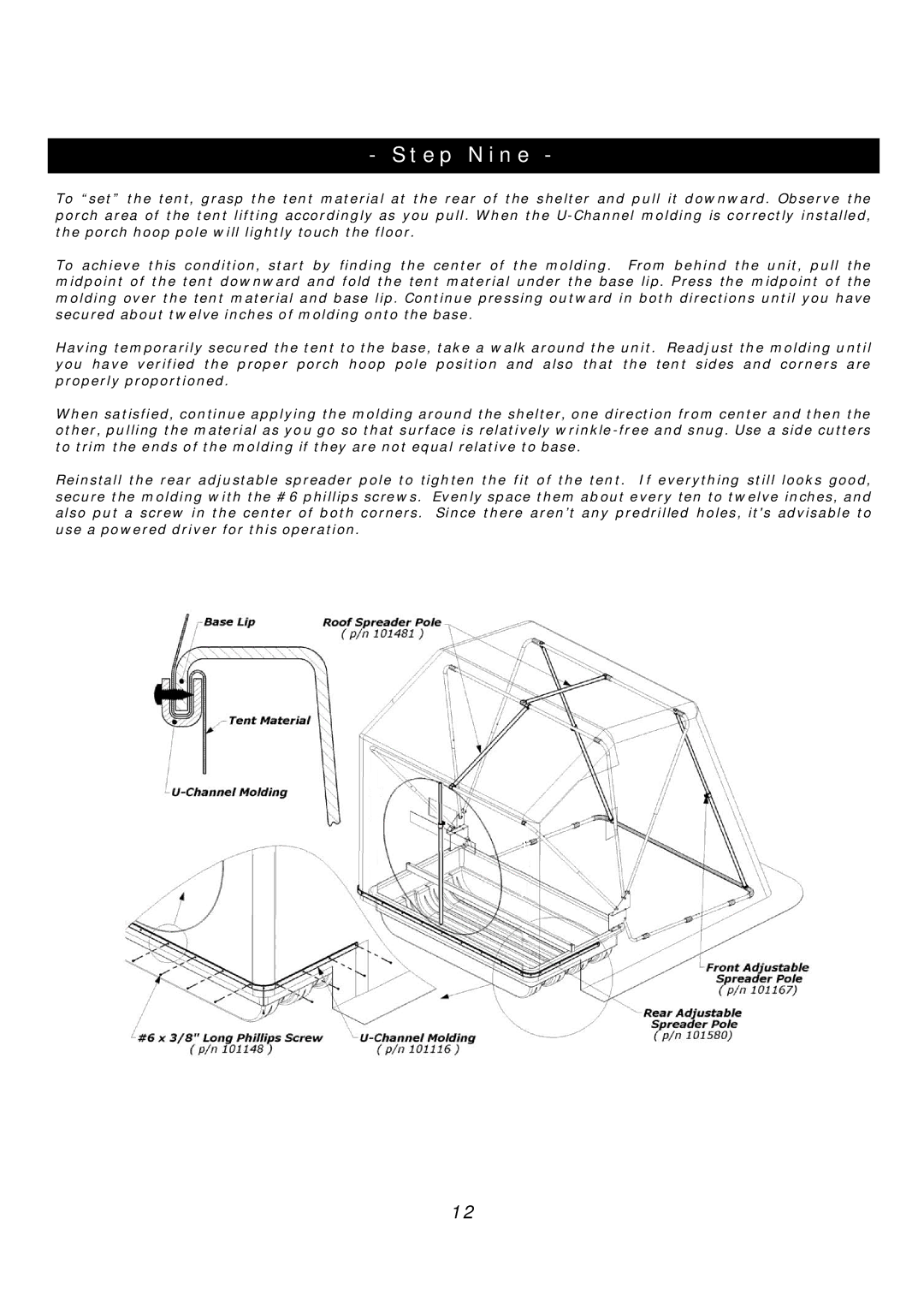 Clam Corp 8062 manual Step Nine 