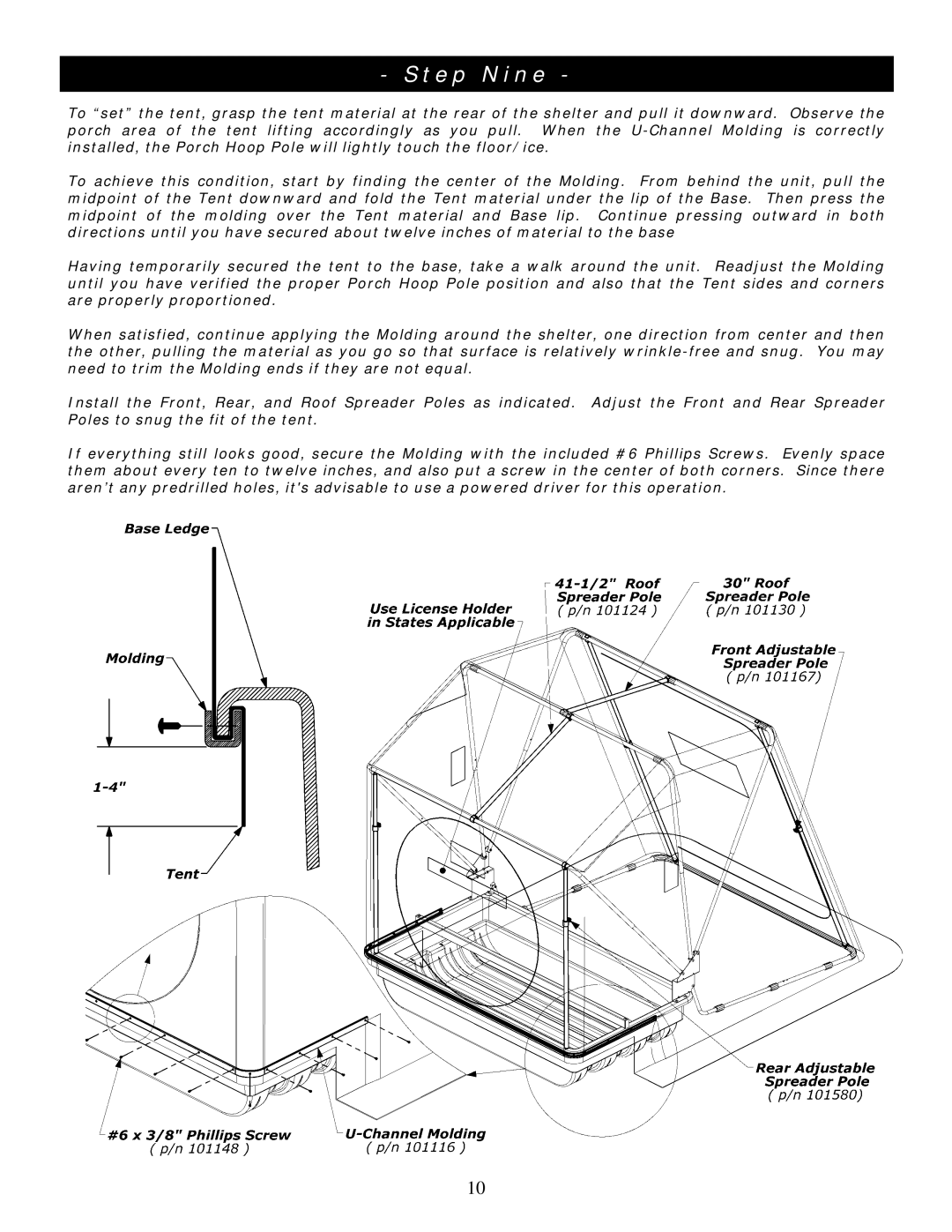 Clam Corp 8063 manual Step Nine 