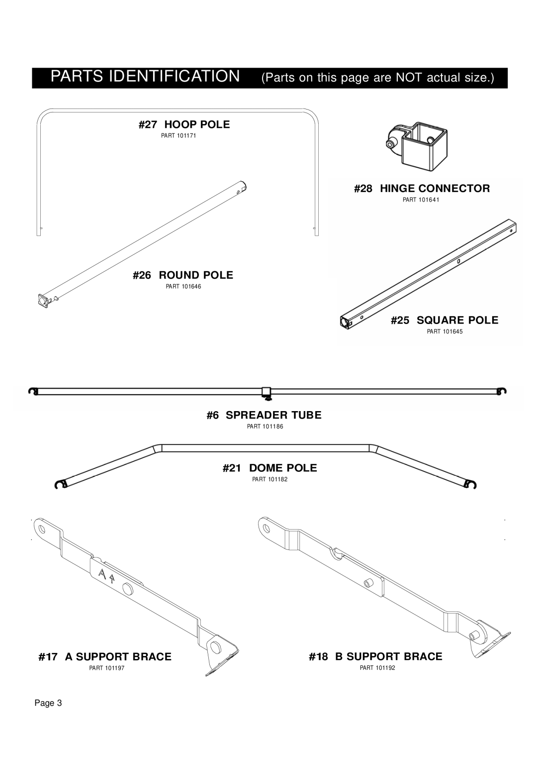 Clam Corp 8201 manual Parts Identification Parts on this page are not actual size 