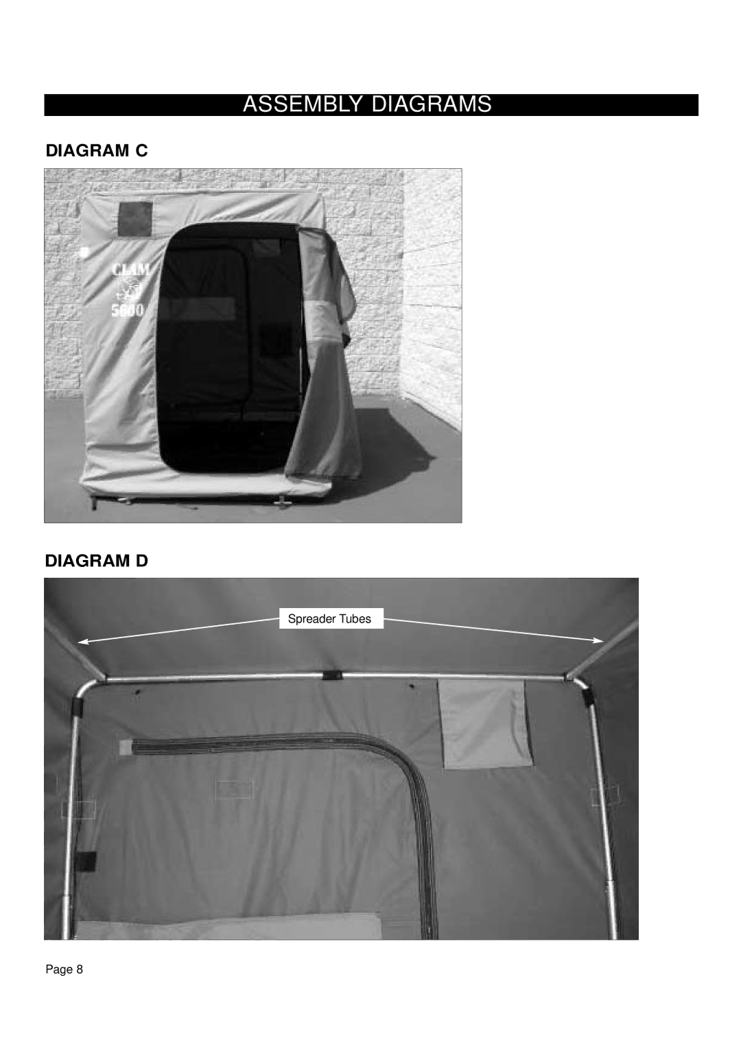 Clam Corp 8201 manual Diagram C Diagram D 