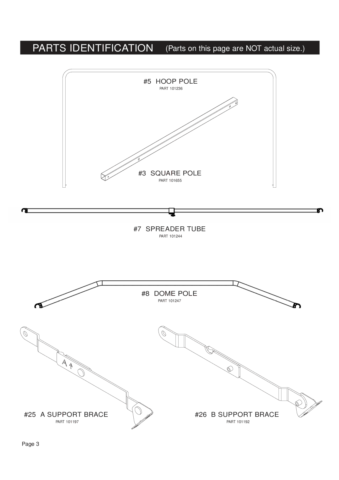 Clam Corp 8202 manual Parts Identification Parts on this page are not actual size 