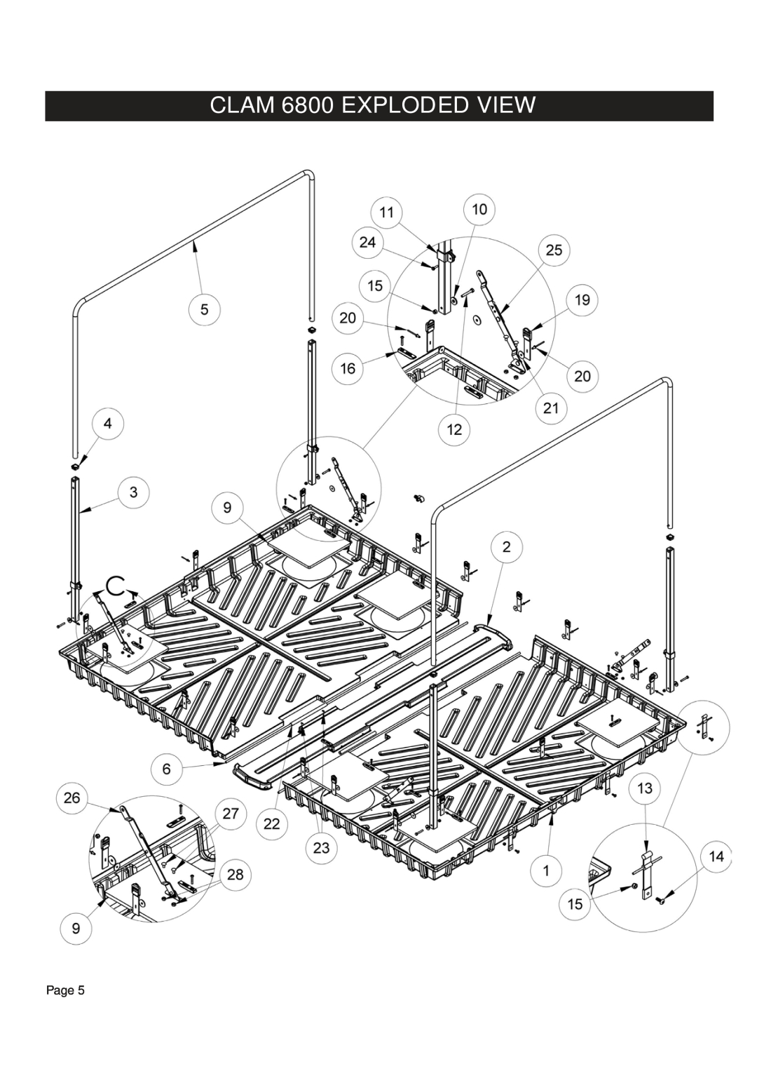 Clam Corp 8202 manual CLAM 6800 EXPLODED VIEW, Page 