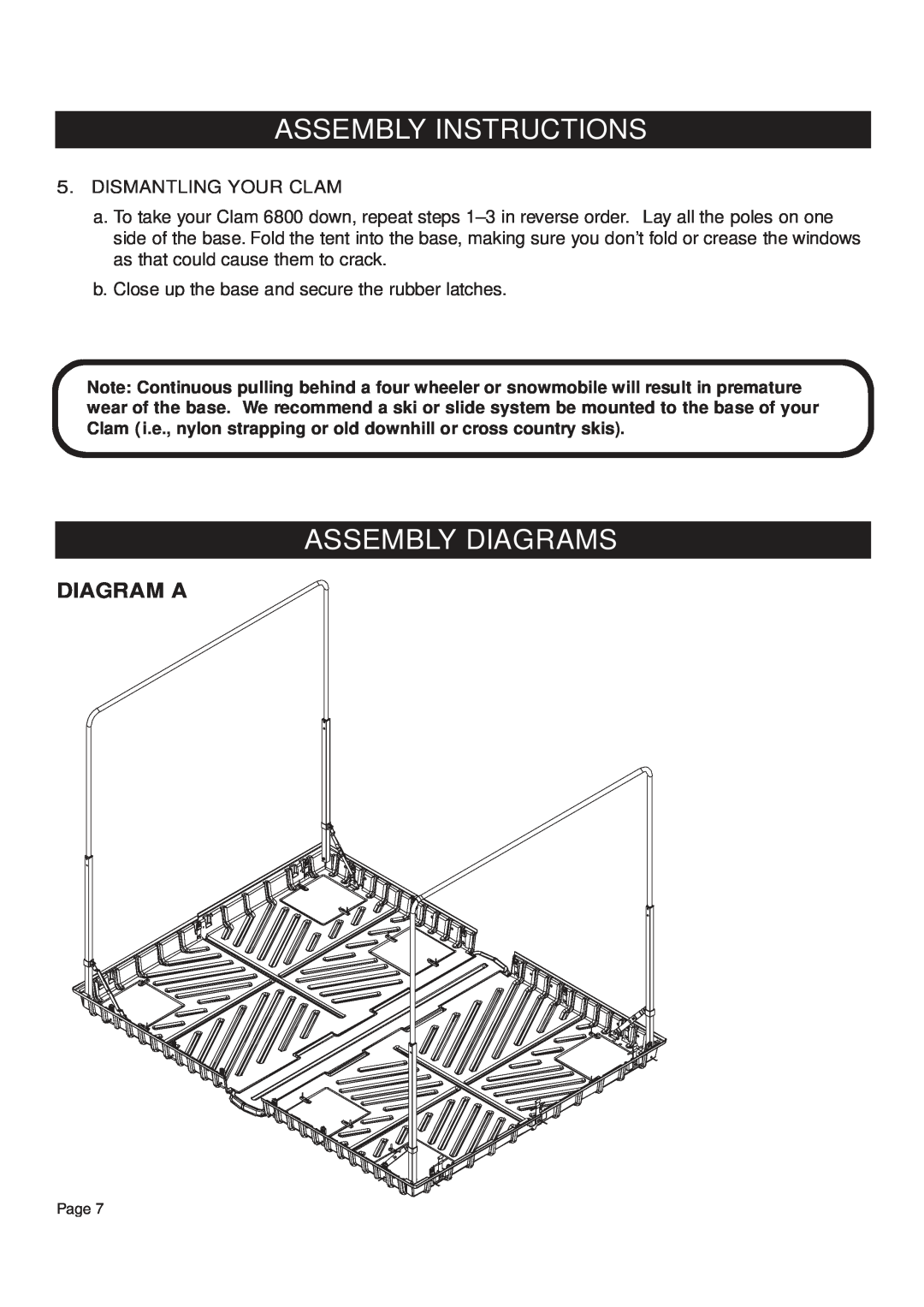 Clam Corp 8202 manual Assembly Diagrams, Diagram A, Assembly Instructions 