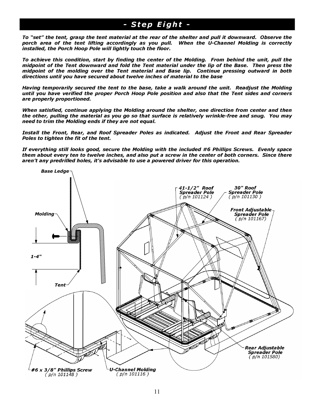 Clam Corp 8208 manual Step Eight 