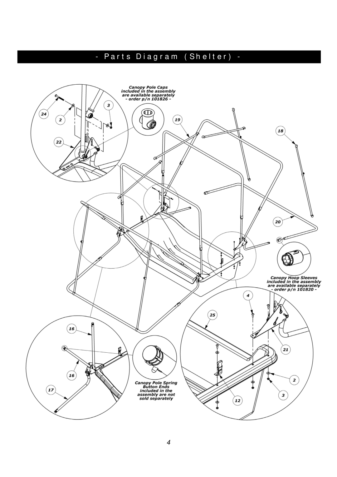 Clam Corp 8235 manual Parts Diagram Shelter 