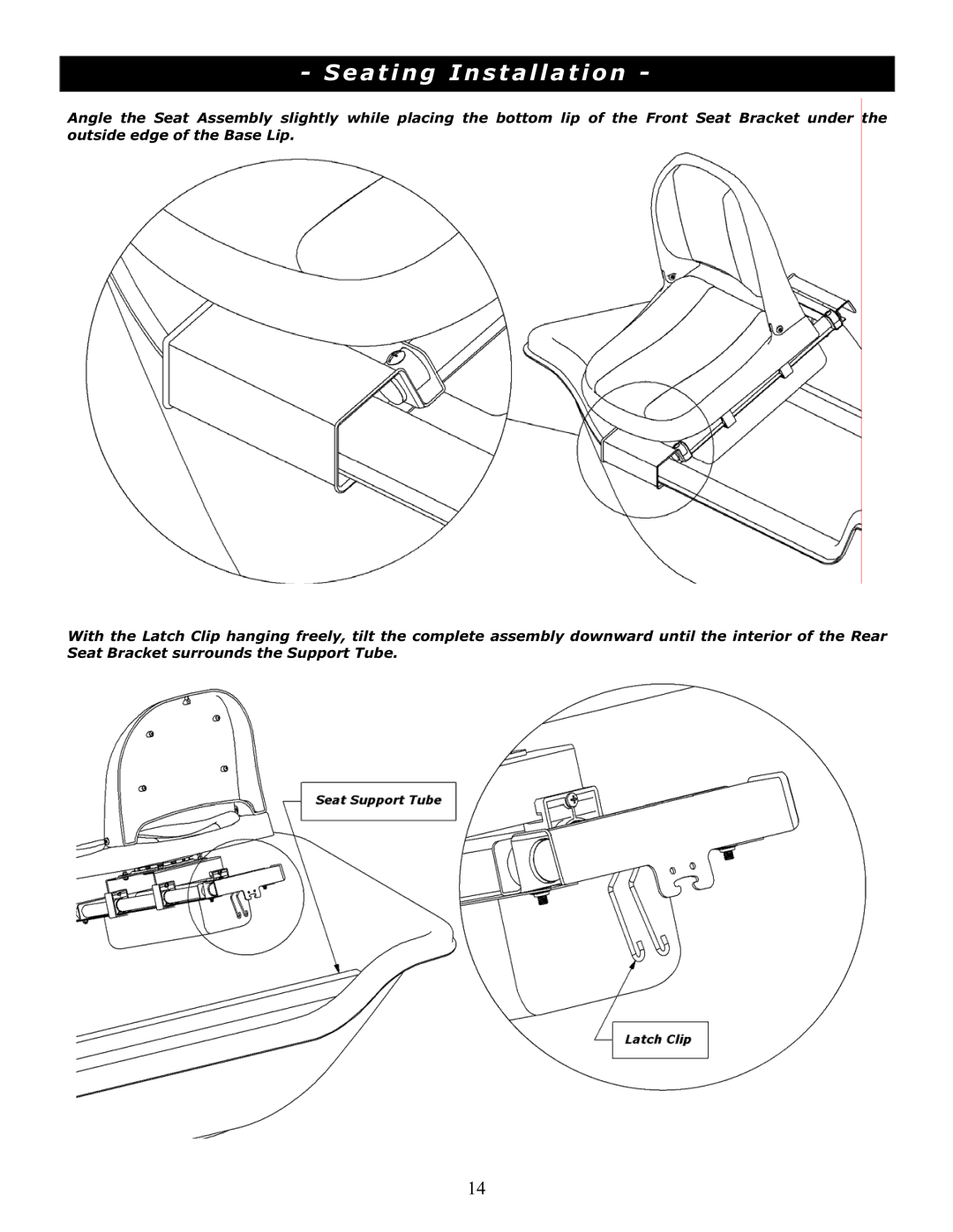 Clam Corp 8236 manual Seating Installation 