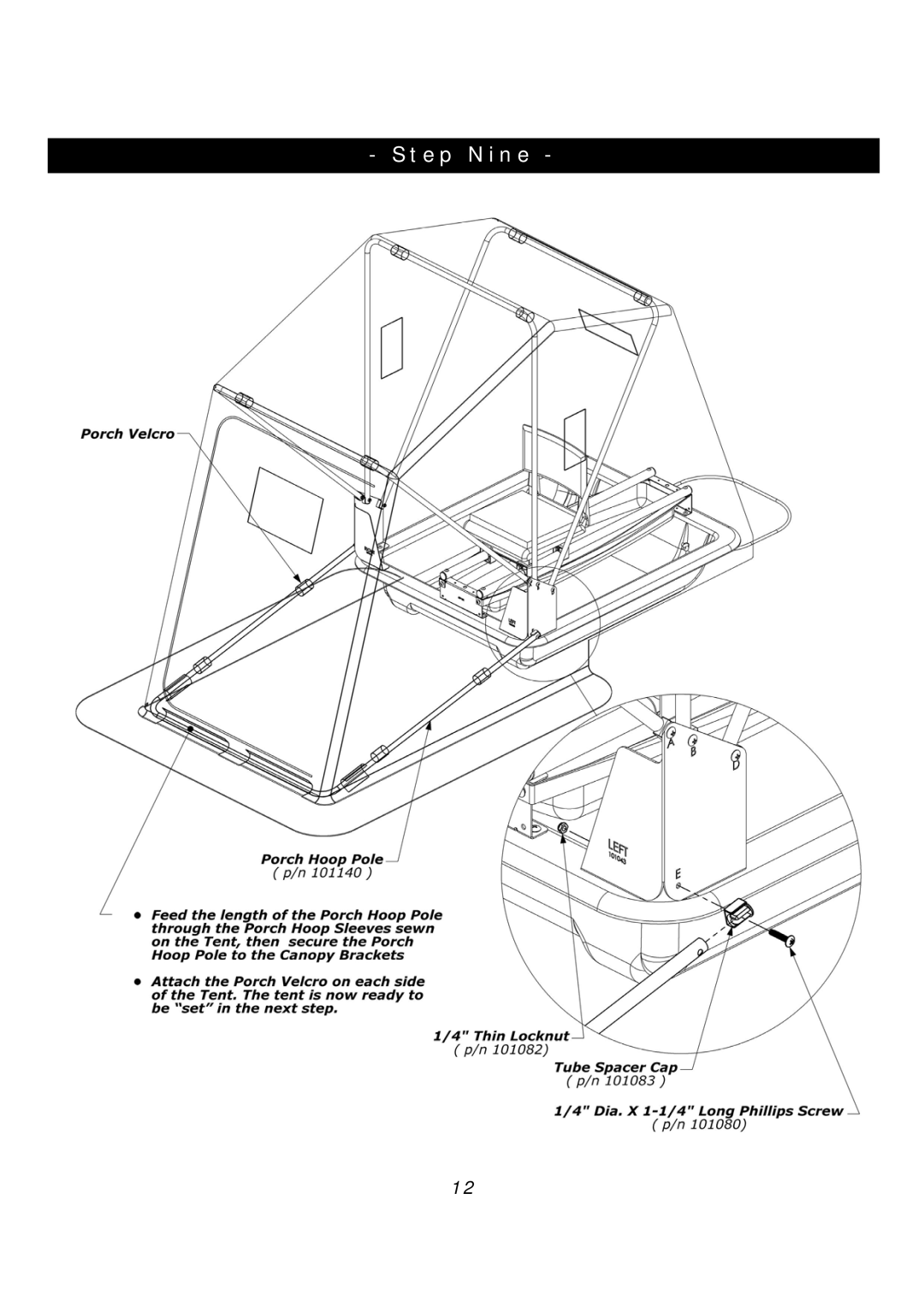 Clam Corp 8244 manual Step Nine 