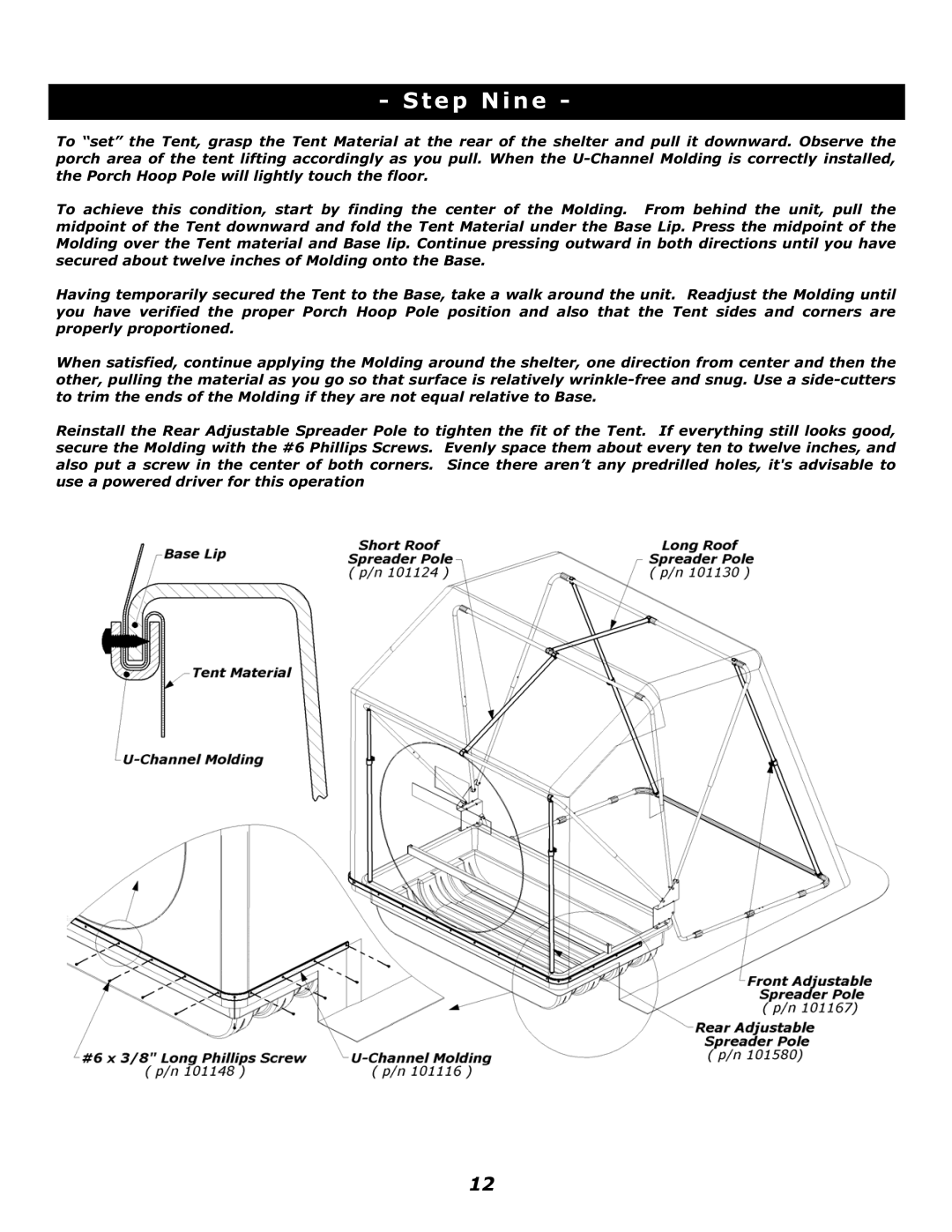 Clam Corp 8245 manual Step Nine 