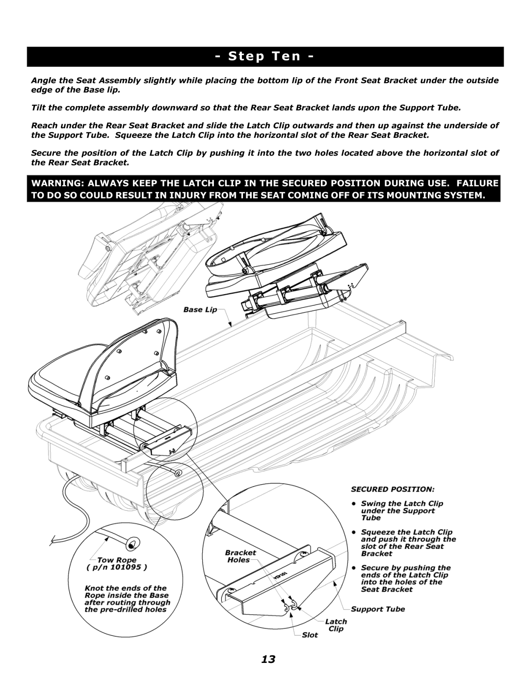 Clam Corp 8245 manual Step Ten 