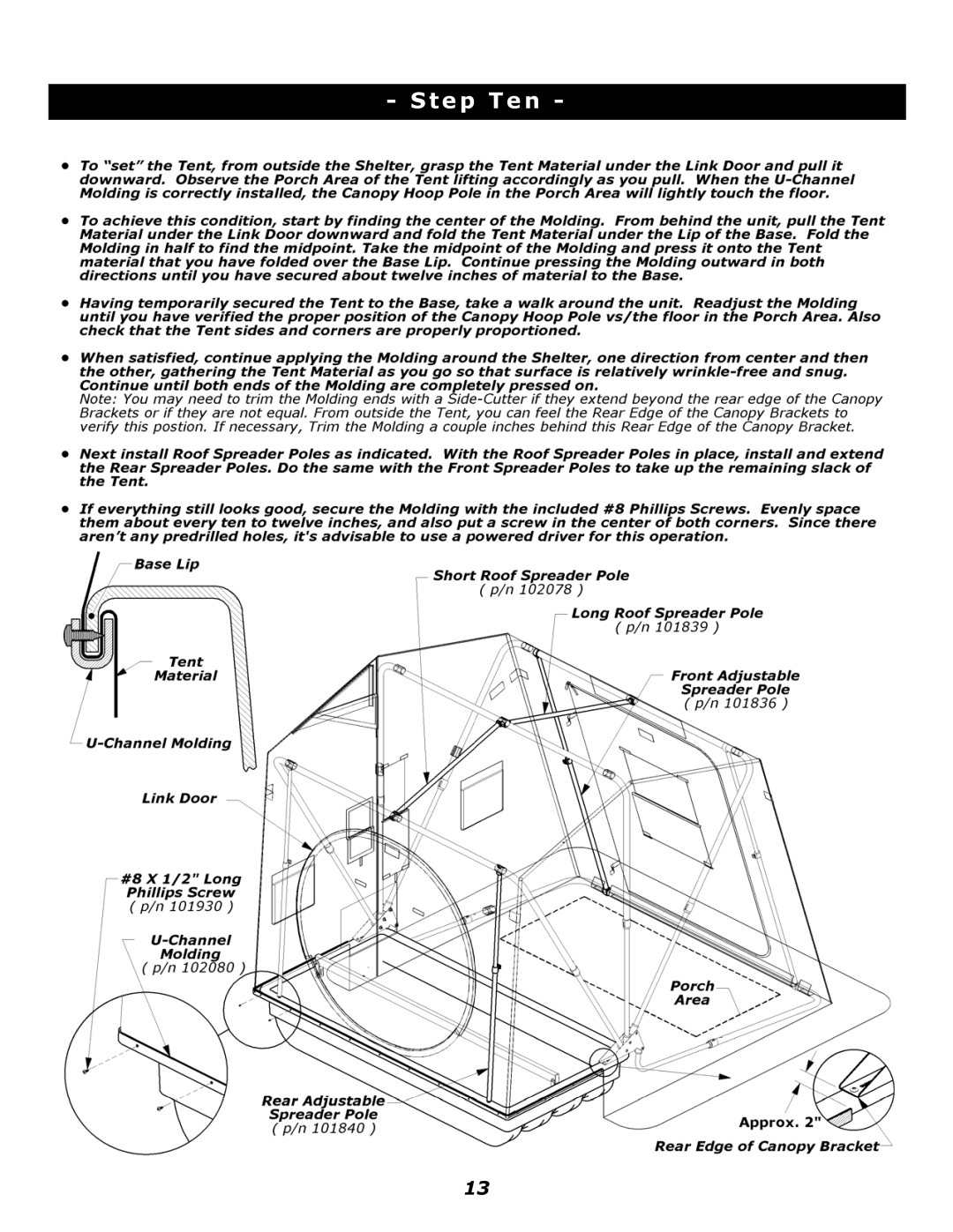 Clam Corp 8280 manual Step Ten 