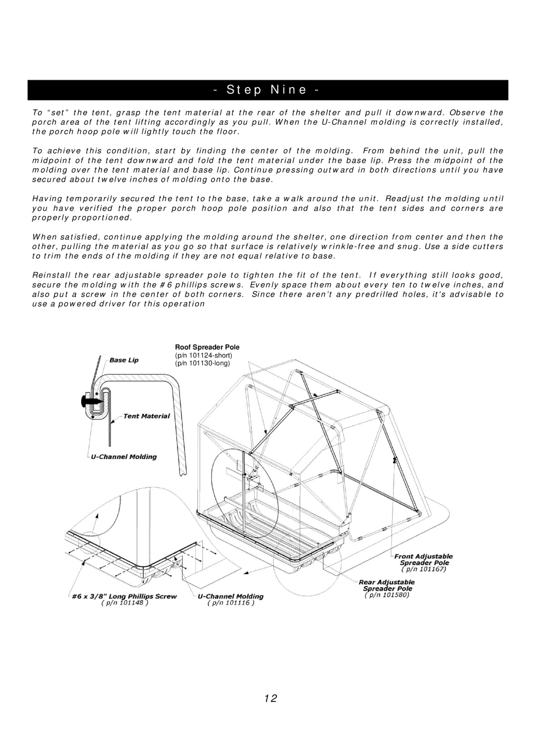 Clam Corp 8325 manual Step Nine 