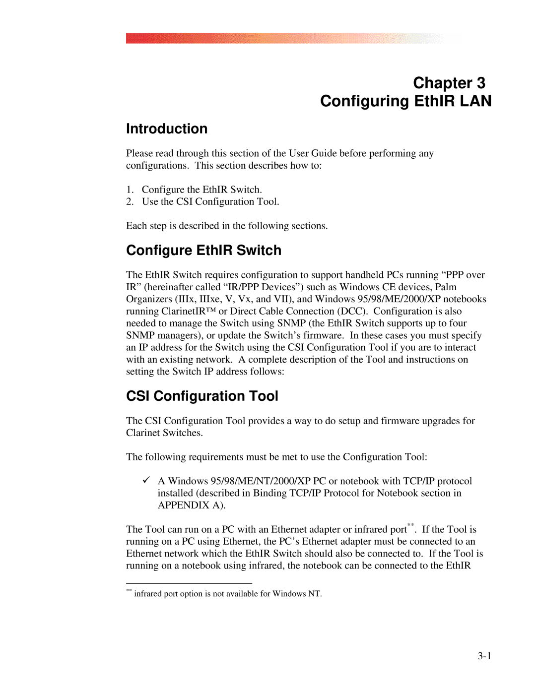 Clarinet Systems EthIR LAN manual Introduction, Configure EthIR Switch, CSI Configuration Tool 