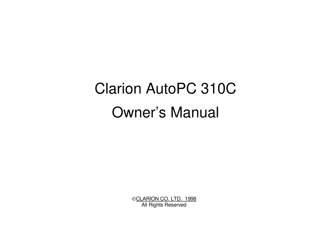 Clarion owner manual Clarion AutoPC 310C 