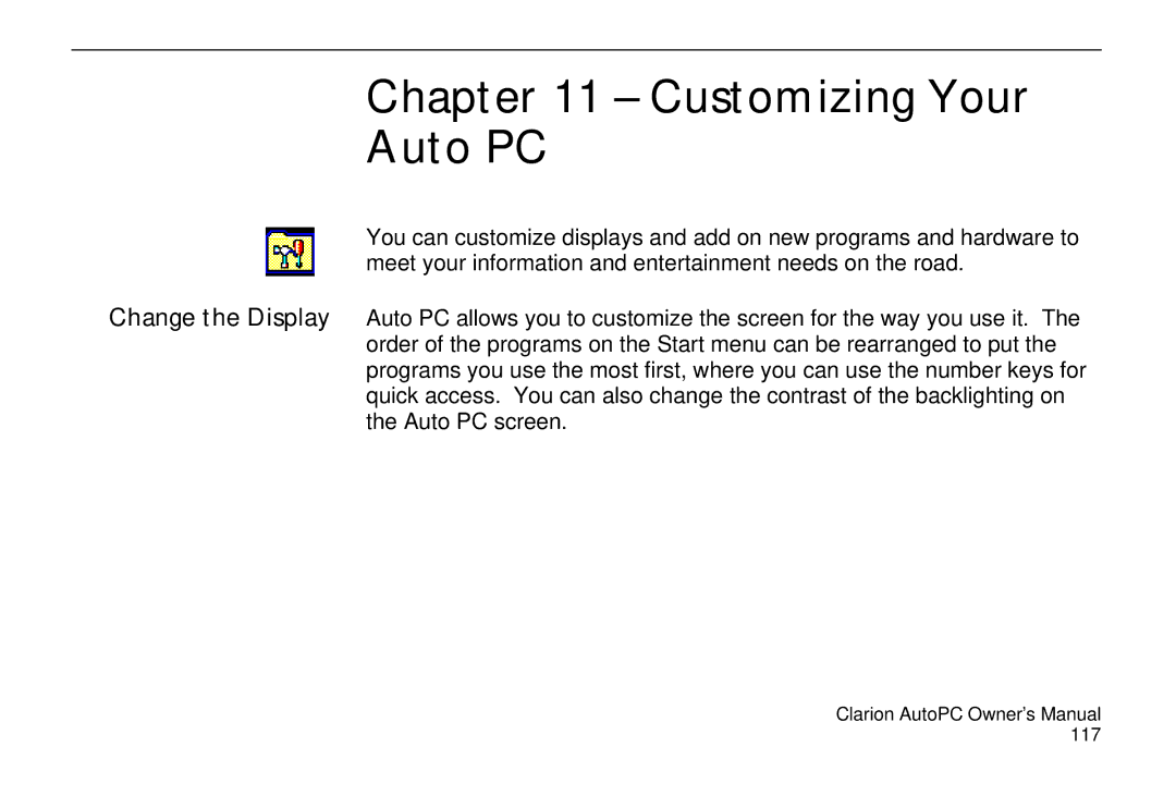 Clarion 310C owner manual Customizing Your Auto PC 