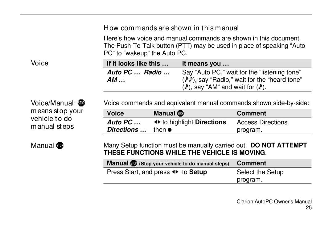 Clarion 310C owner manual Auto PC … Radio …, Am …, Directions … 