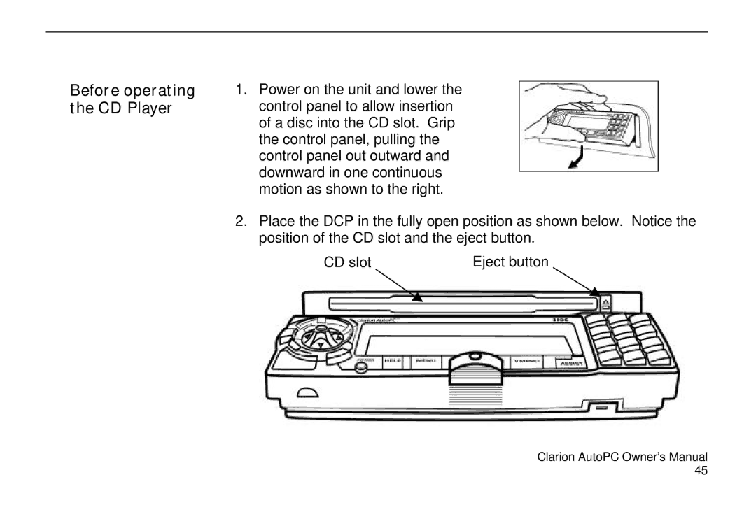 Clarion 310C owner manual Before operating, CD Player 